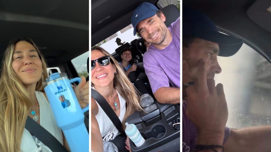 Jimena Barón en el auto durante el viaje a Atlanta