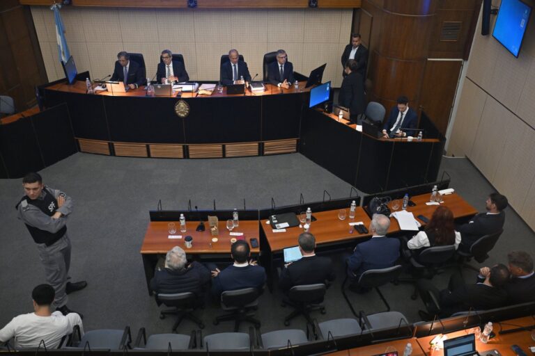 Sala de audiencias del Tribunal Oral Federal 7 durante el juicio por la Causa de los Cuadernos