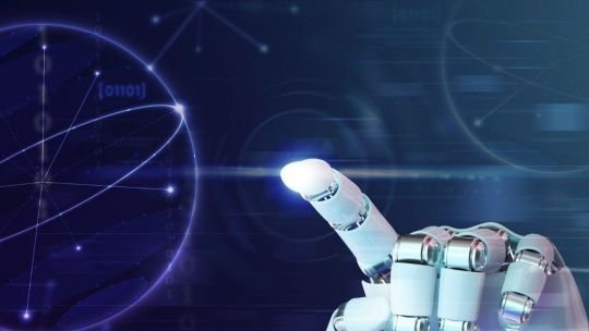 Ilustración de inteligencia artificial y notas musicales