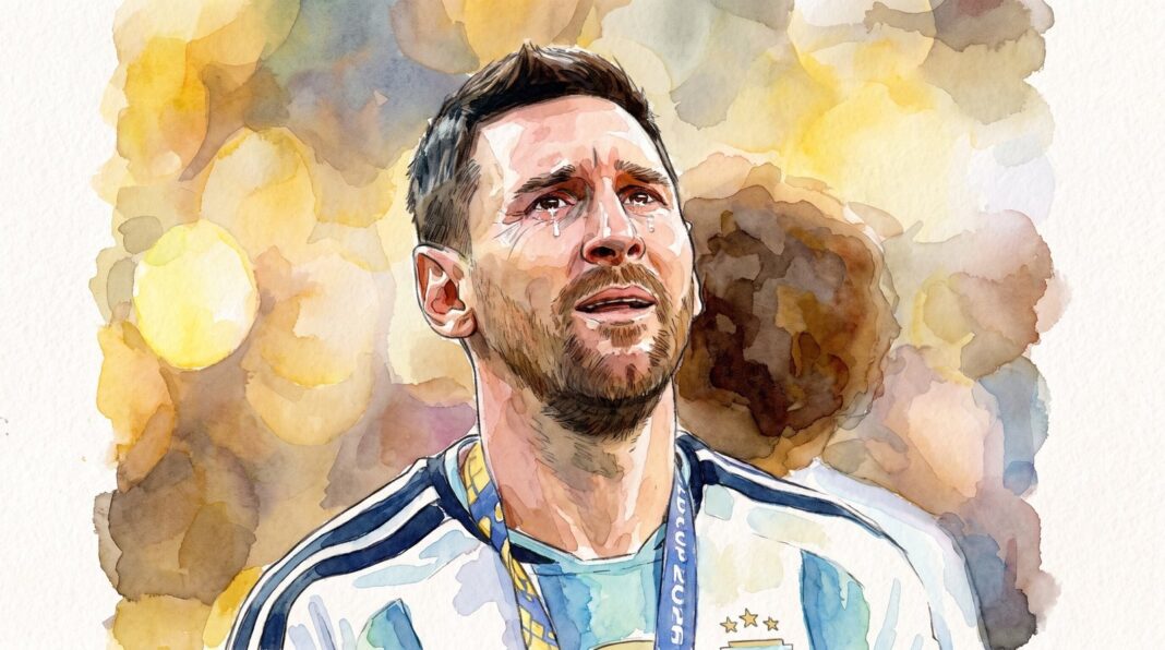 Lionel Messi llorando en el campo del MetLife Stadium tras la final del Mundial 2026