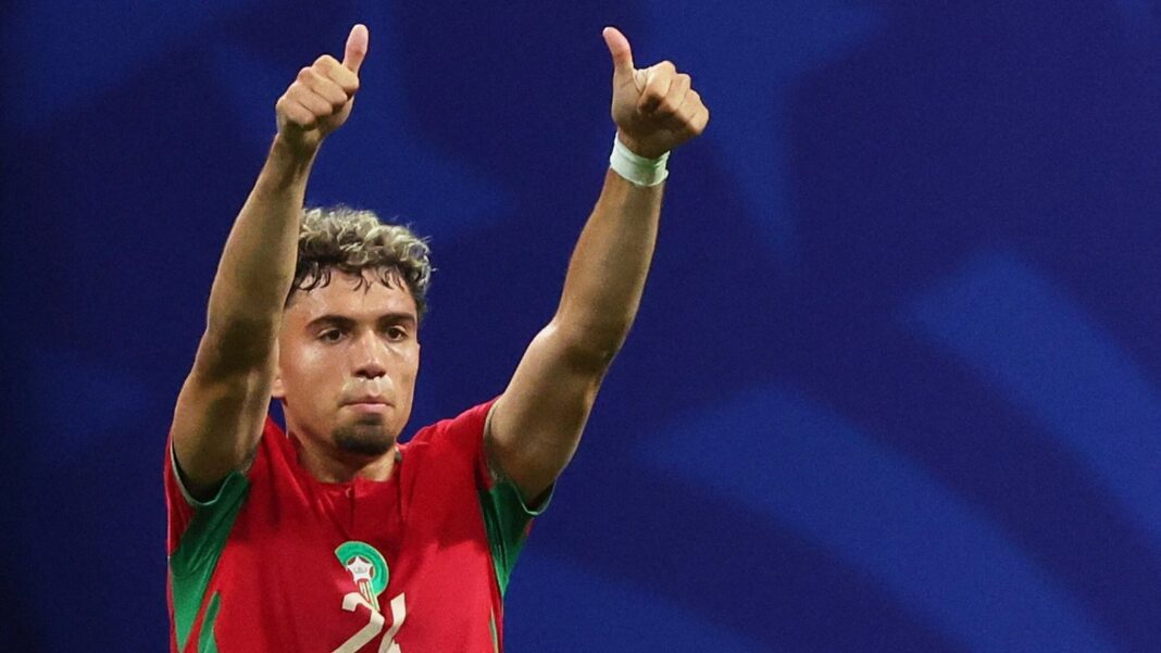 Neil El Aynaoui celebrando con la camiseta de Marruecos en el Mundial 2026