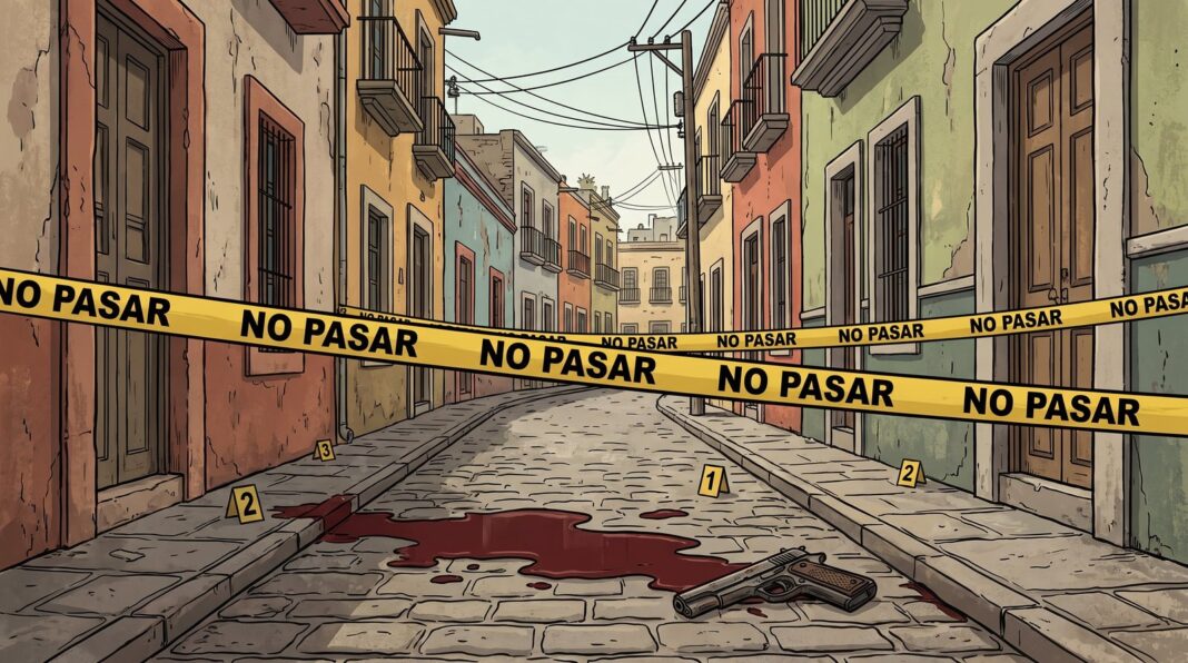 Cinta de seguridad policial en la escena del crimen