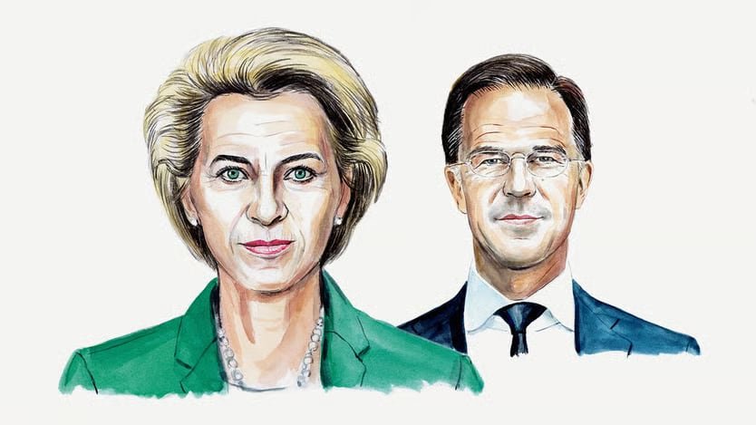 Ursula von der Leyen y Mark Rutte en una reunión de la OTAN
