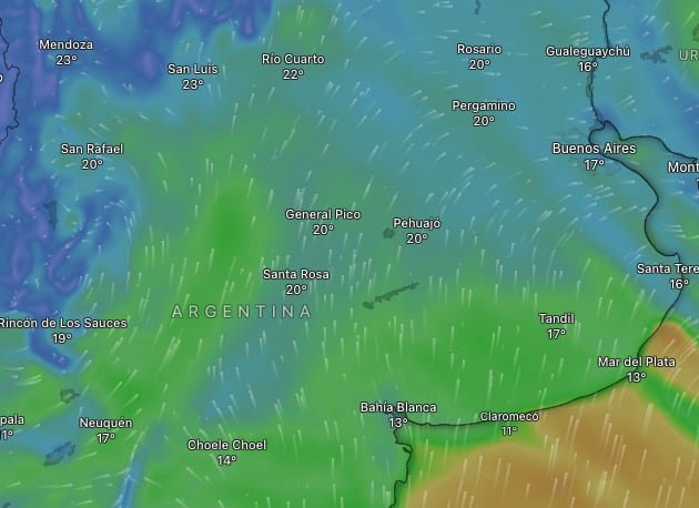 Mapa de alertas meteorológicas del SMN