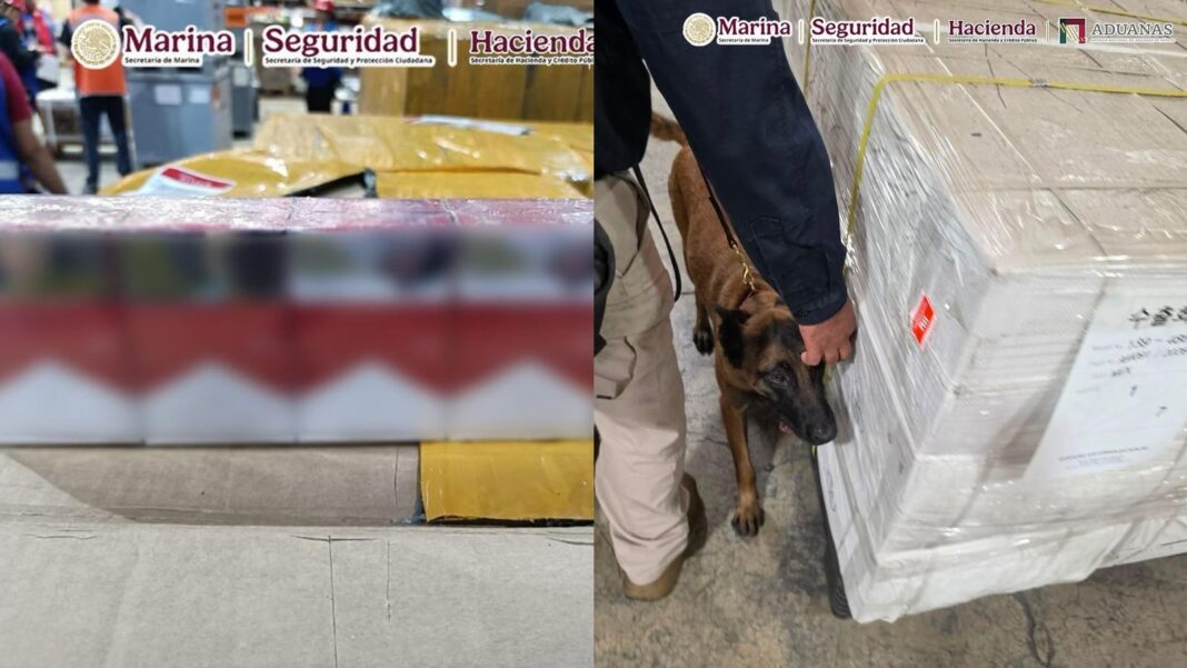 Cigarros asegurados en el Aeropuerto Internacional de la Ciudad de México