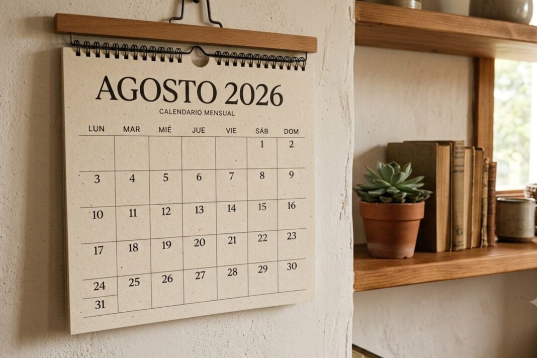 Calendario de agosto 2026 para imprimir