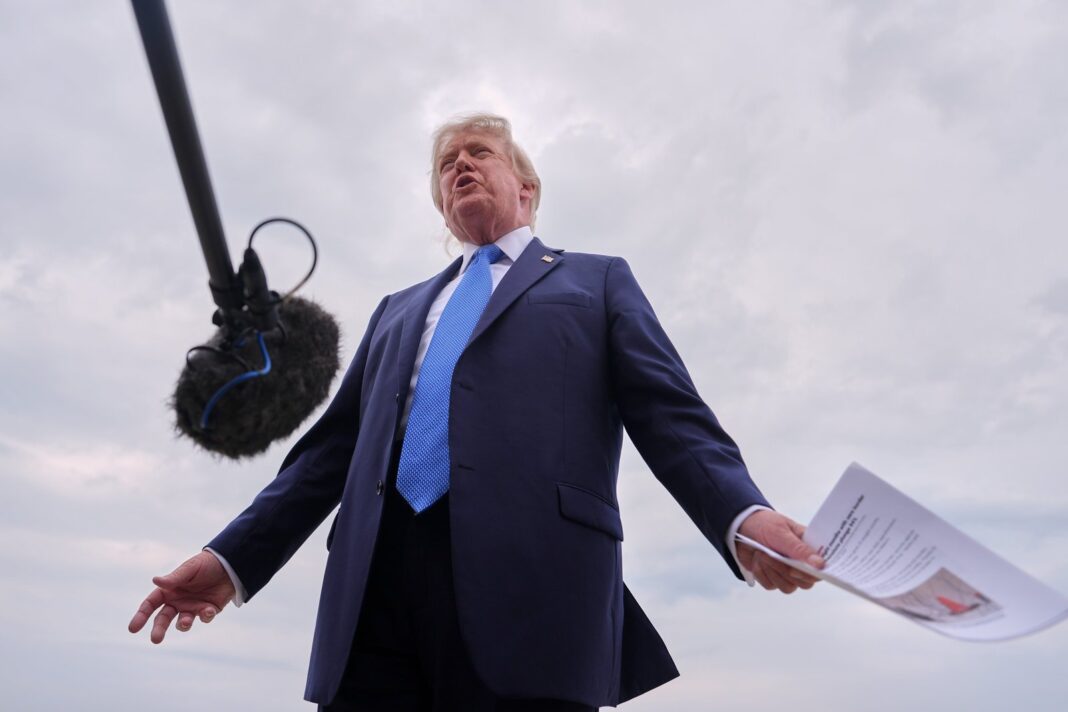 Donald Trump durante un mitin político en Nueva York