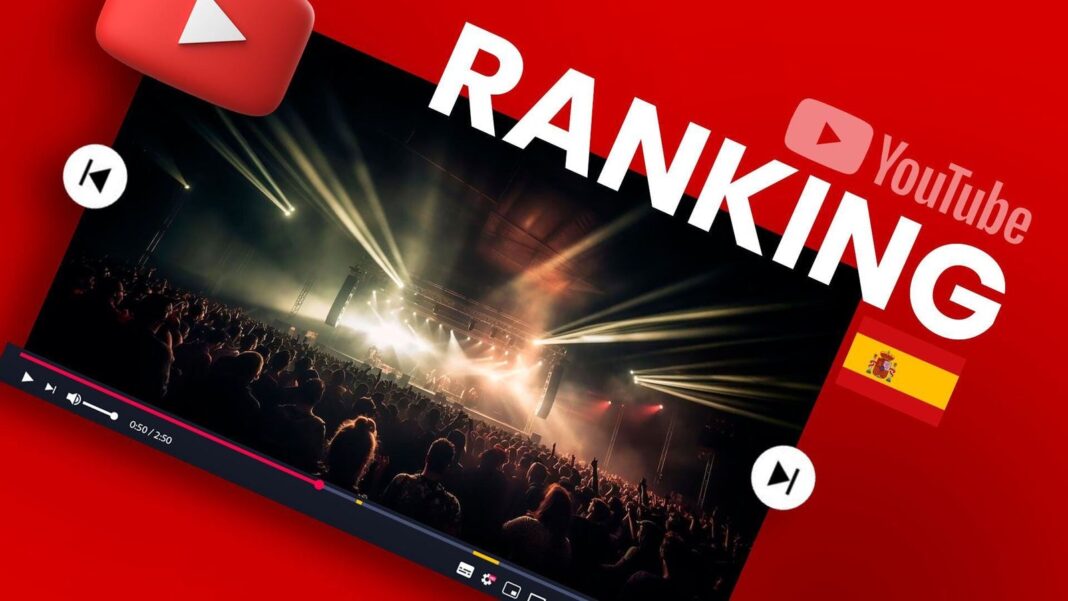 Captura de pantalla de la lista de tendencias de YouTube en España