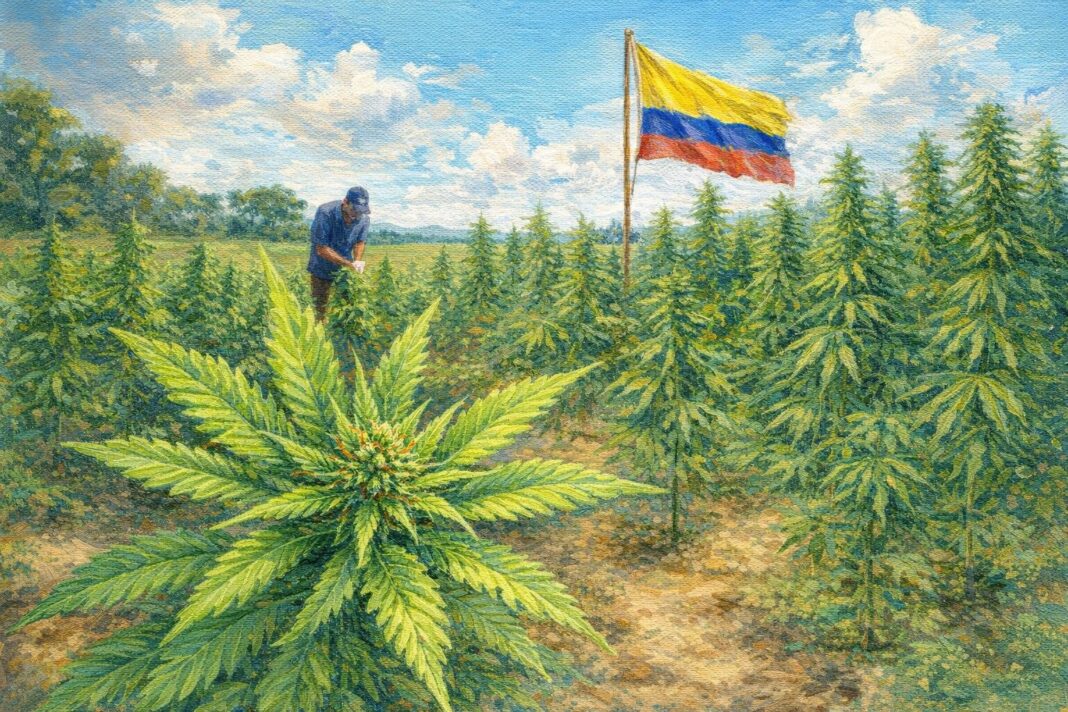 Planta de cáñamo en un campo de cultivo
