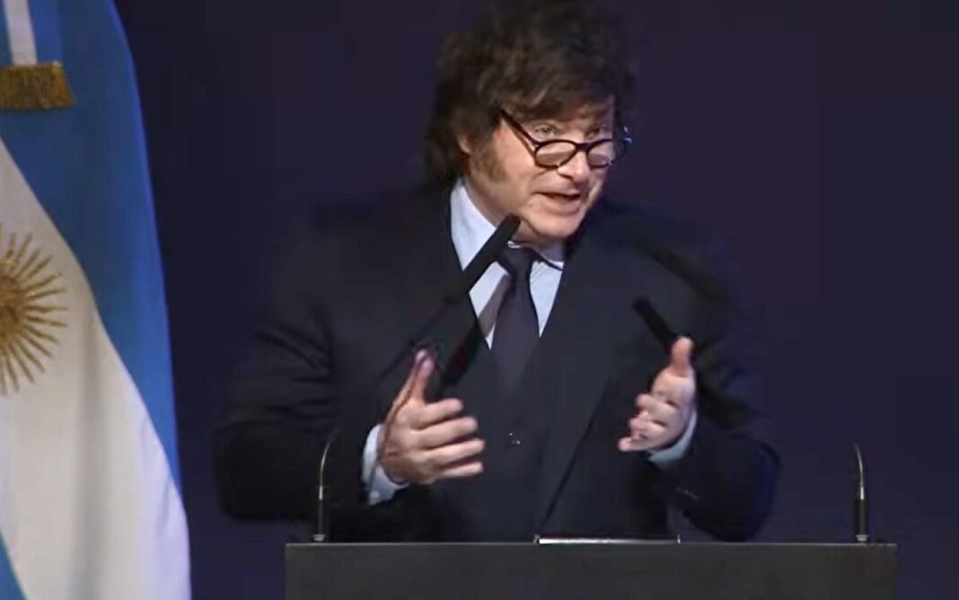 Javier Milei durante su discurso en el Council of the Americas
