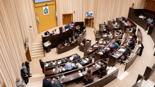 Sesión de la Legislatura de Neuquén durante la aprobación de la Resolución 1248