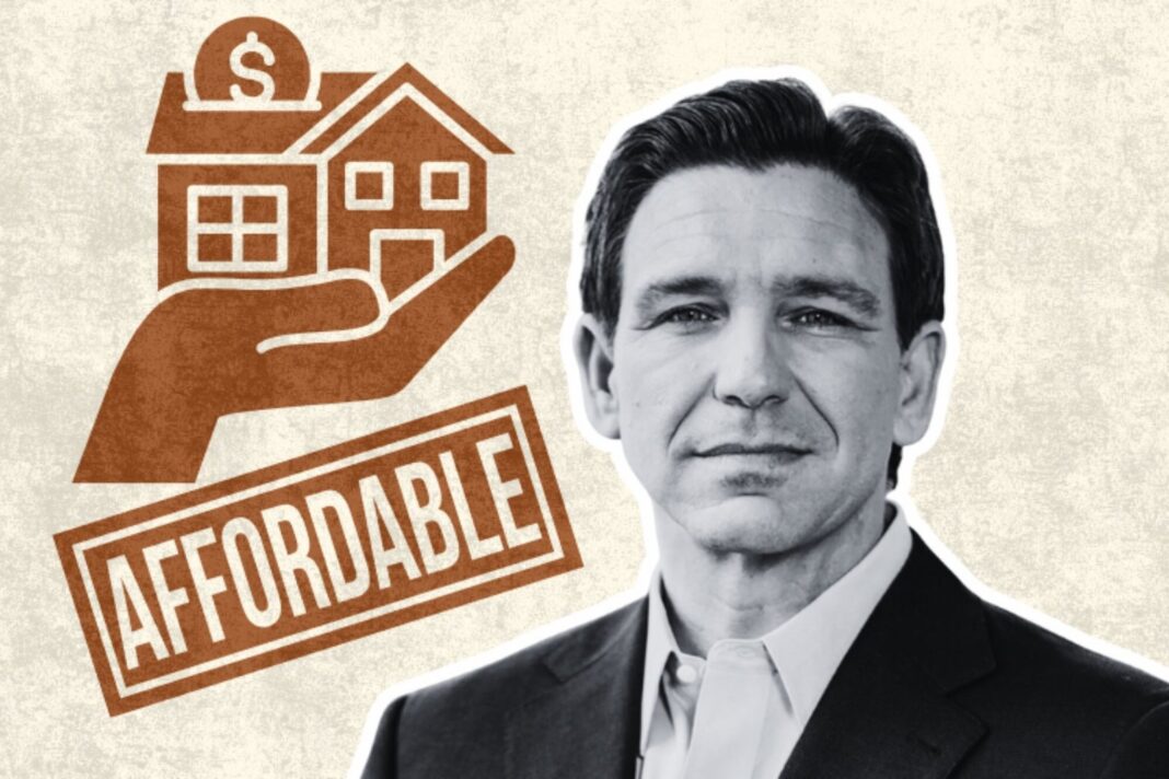 Gobernador de Florida, Ron DeSantis, durante la promulgación de la ley HB 1389 de vivienda asequible