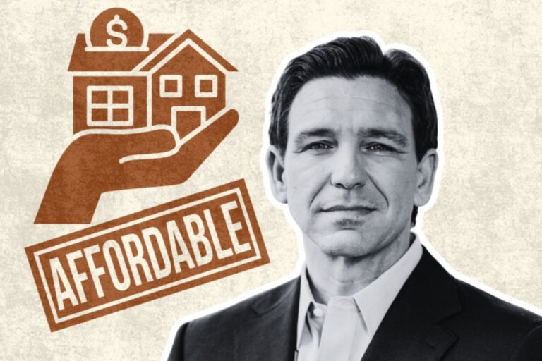 Gobernador de Florida, Ron DeSantis, durante la promulgación de la ley HB 1389 de vivienda asequible