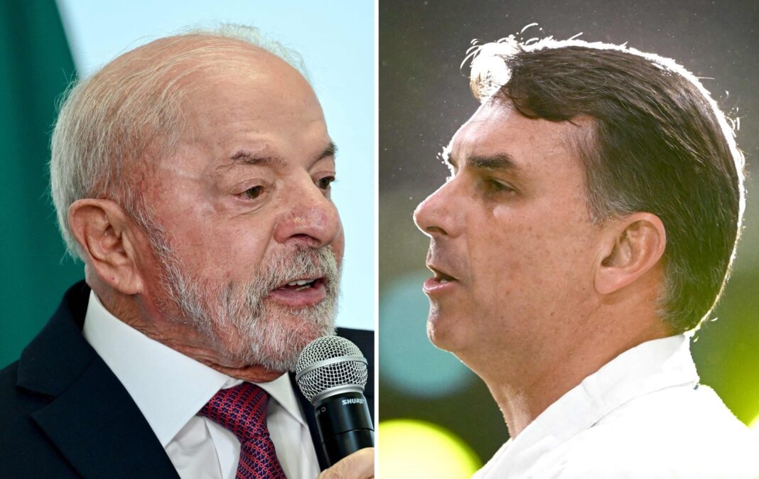 Fotografía de Luiz Inácio Lula da Silva y Flávio Bolsonaro