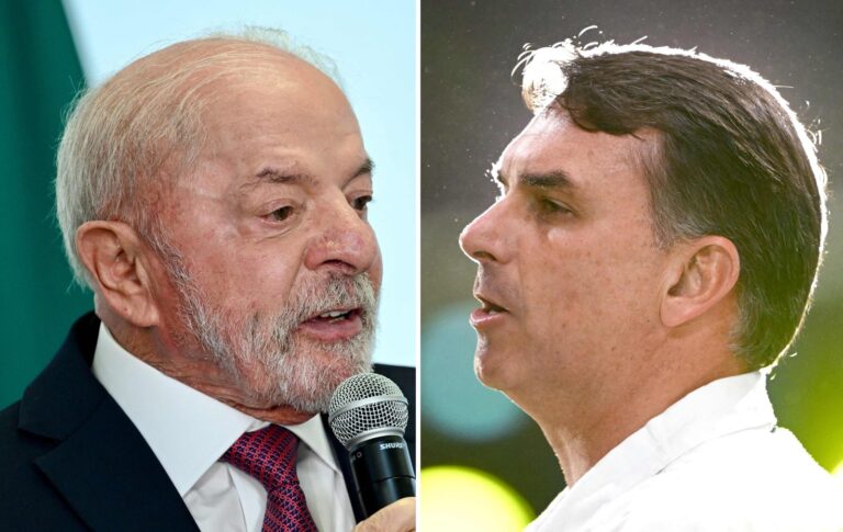Fotografía de Luiz Inácio Lula da Silva y Flávio Bolsonaro