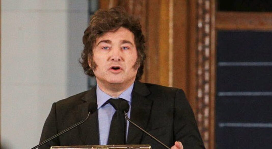 Javier Milei durante un acto de gobierno