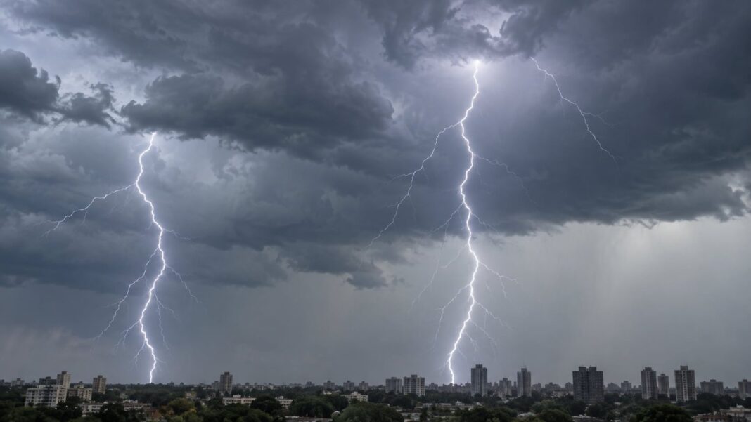Cielo nublado y viento en la ciudad de Buenos Aires