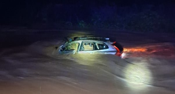 Calle inundada en Barcelona durante el temporal