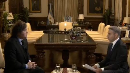 Javier Milei durante una entrevista televisiva