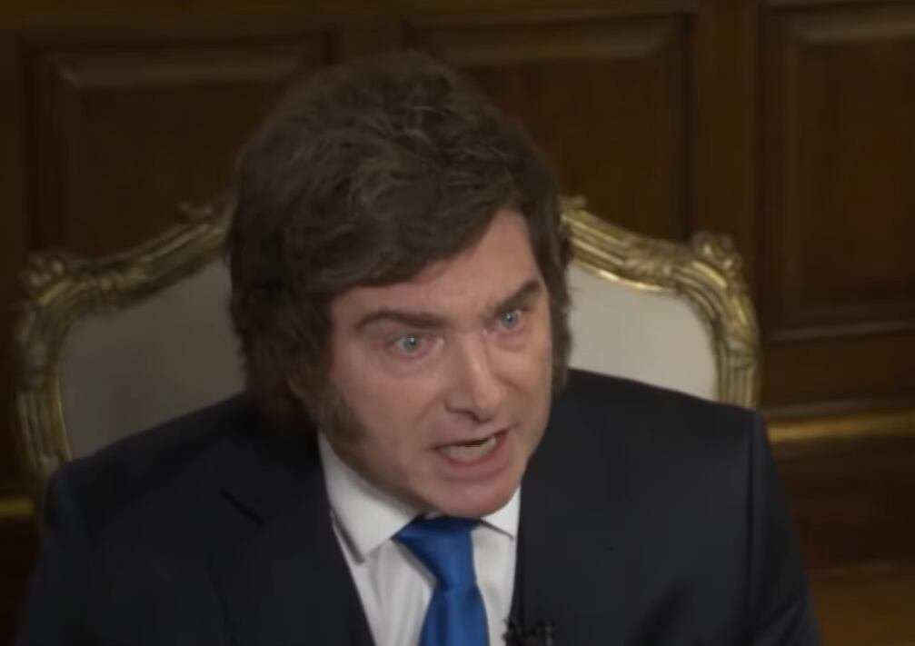 Javier Milei durante una entrevista con el canal francés TF1