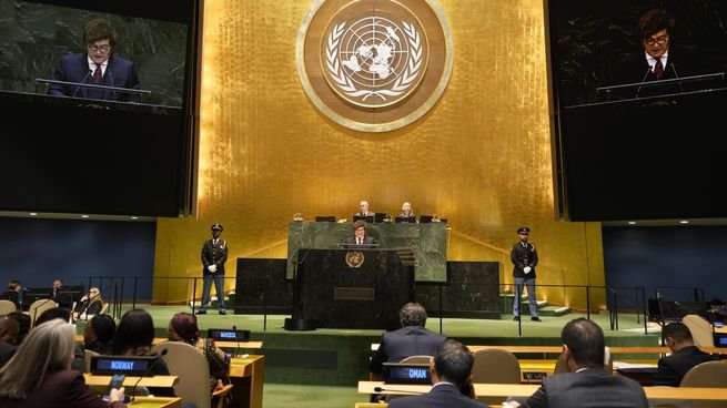 Javier Milei durante su discurso ante la Asamblea General de Naciones Unidas