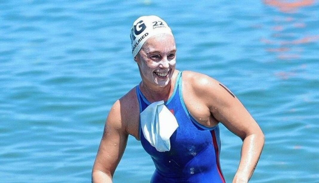 Romina Imwinkelried durante la prueba de Aguas Abiertas en los Juegos Suramericanos 2026