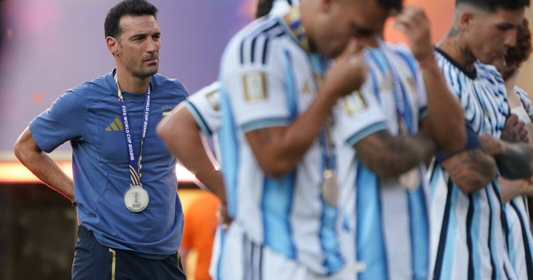 Jugadores de la Selección Argentina durante un entrenamiento
