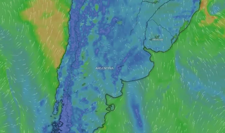 Mapa de alerta amarilla por tormentas y nevadas en Argentina