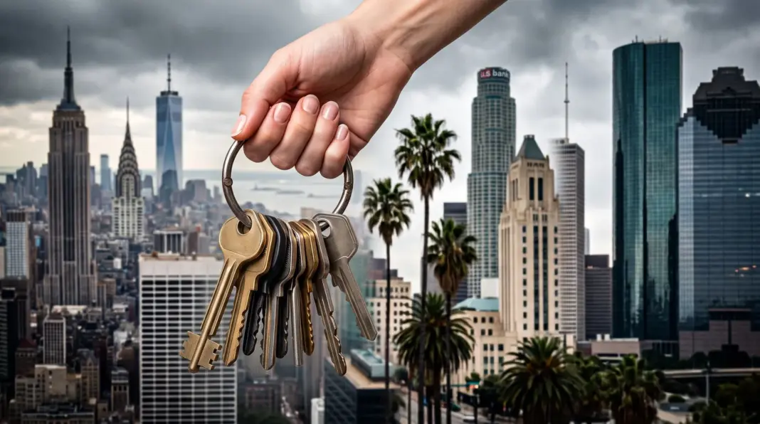 Edificios de apartamentos en una ciudad de Estados Unidos