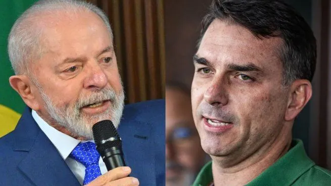 Flávio Bolsonaro y Lula da Silva durante la campaña electoral en Brasil