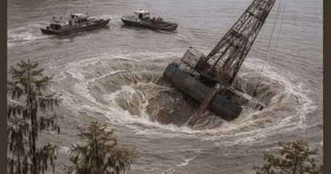 Vista aérea del lago Peigneur en Luisiana, donde ocurrió el incidente de 1980