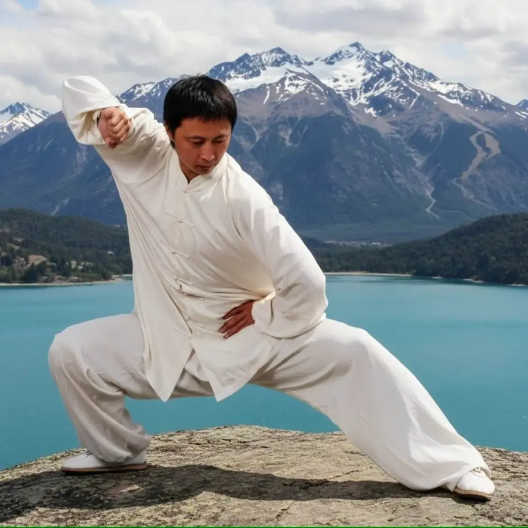 Liu Ming, maestro de taichí y medicina tradicional china, durante una práctica