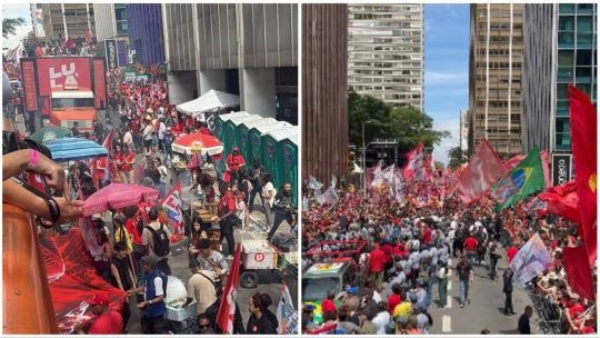 Luiz Inácio Lula da Silva y Flávio Bolsonaro durante actos de campaña electoral en Brasil
