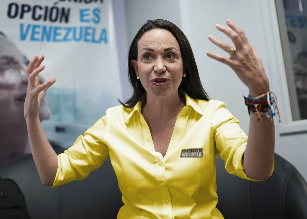 María Corina Machado durante su regreso a Venezuela
