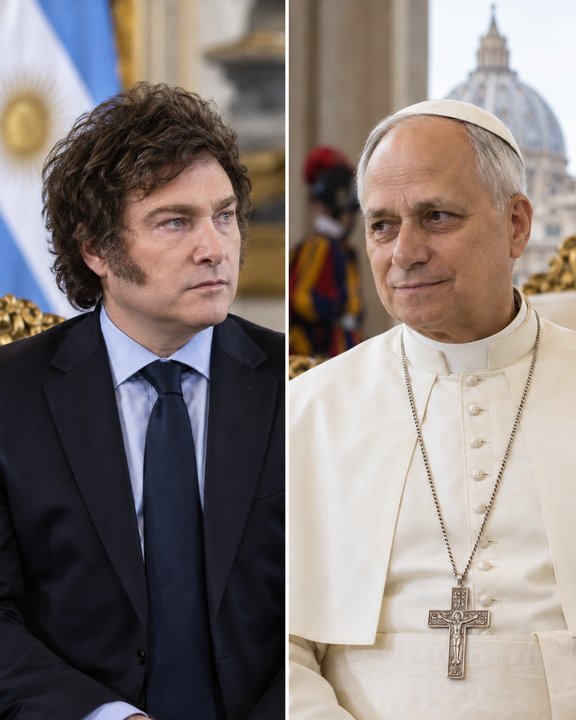 El presidente Javier Milei y el papa León XIV