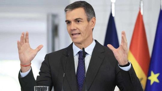 Pedro Sánchez durante una declaración institucional en el Palacio de la Moncloa