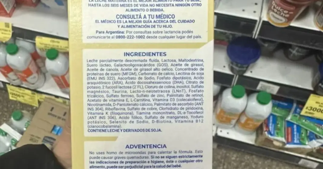 Envases de leche para bebés secuestrados durante los allanamientos