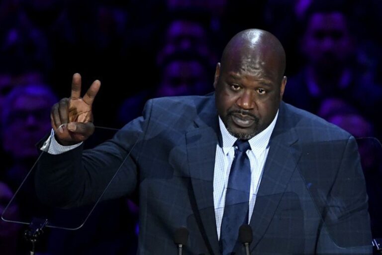 Shaquille O'Neal en el estadio Zalgirio Arena durante un partido de Euroliga