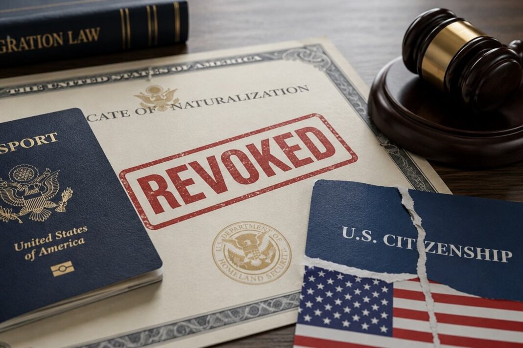 Sello oficial del Servicio de Ciudadanía e Inmigración de Estados Unidos (Uscis) sobre un documento de naturalización